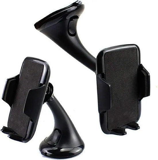 Telefoonhouder auto – Voorruit & Dashboard – Zuignap – 360° Draaibaar – Verstelbare Grip – Zwart-Ilumina Benelux