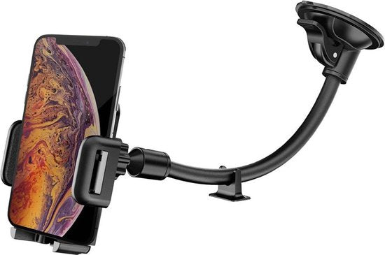 Telefoonhouder auto – Voorruit houder met lange arm – 360° draaibaar – LB-516 – Zwart