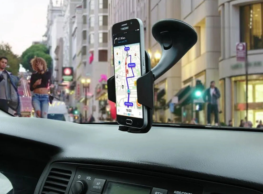 Telefoonhouder auto – Voorruit Raamhouder met Zuignap – Universeel Smartphone Autohouder – Verstelbaar – Zwart-Ilumina Benelux