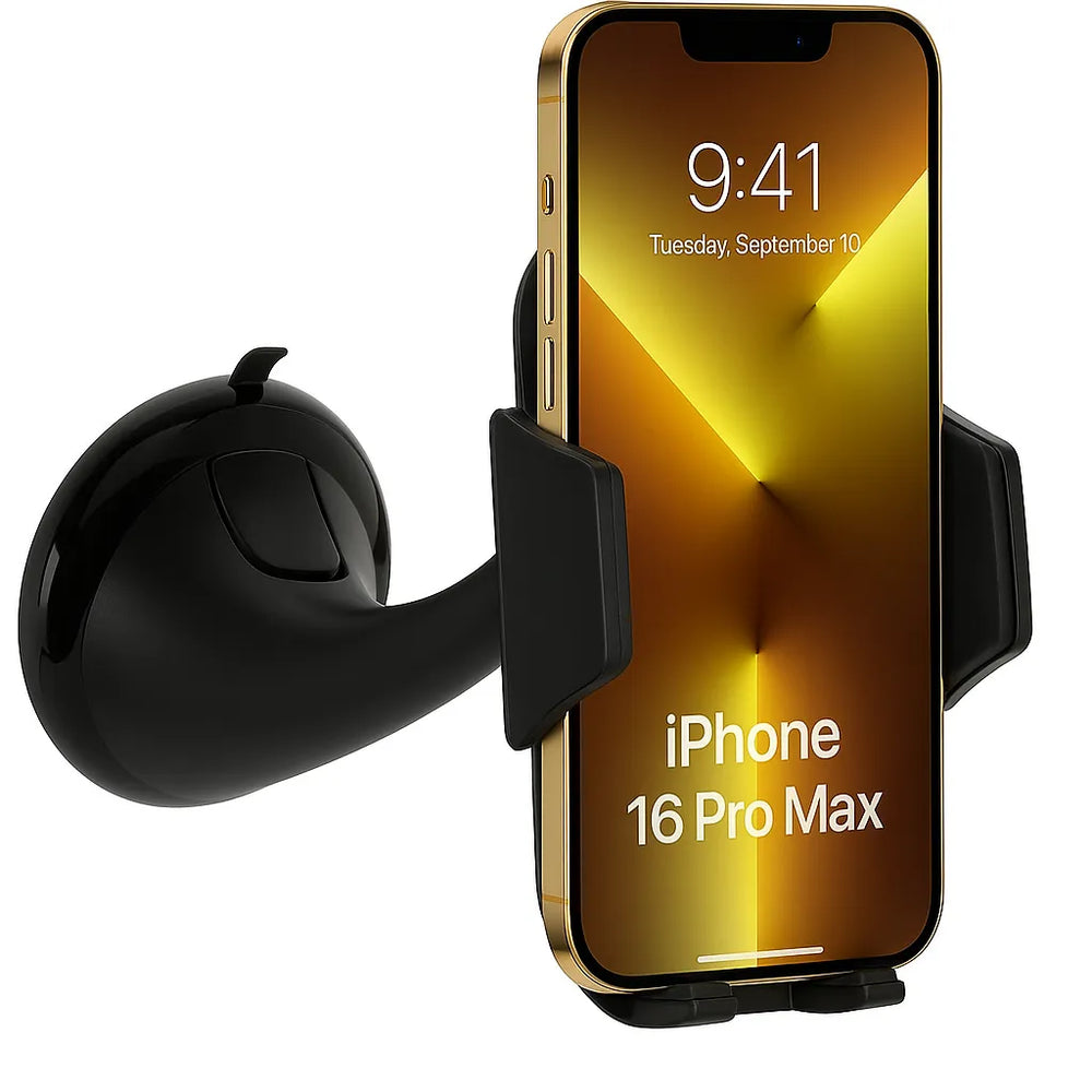 Telefoonhouder auto – Voorruit Raamhouder met Zuignap – Universeel Smartphone Autohouder – Verstelbaar – Zwart-Ilumina Benelux
