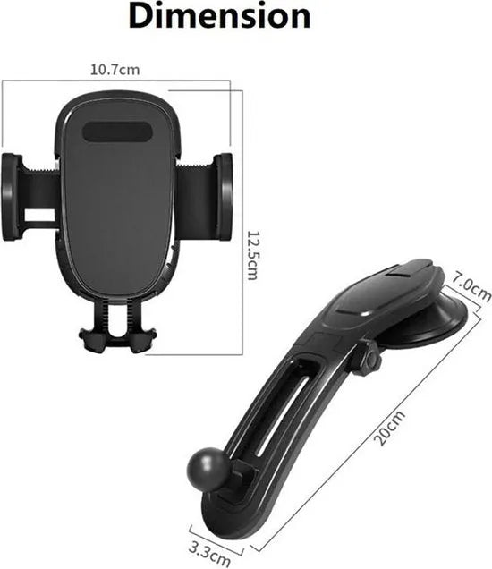 Telefoonhouder auto – Zuignap Dashboard – 360° draaibaar – One Touch ontgrendeling LB-520 – Zwart-Ilumina Benelux