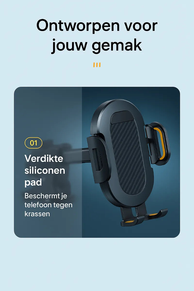 Telefoonhouder auto – Zuignap Dashboard/Raam – Klembevestiging – 360° Draaibaar – Zwart-Ilumina Benelux