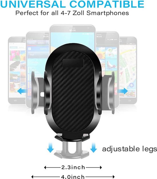 Telefoonhouder auto – Zuignap Dashboard/Raam – Klembevestiging – 360° Draaibaar – Zwart