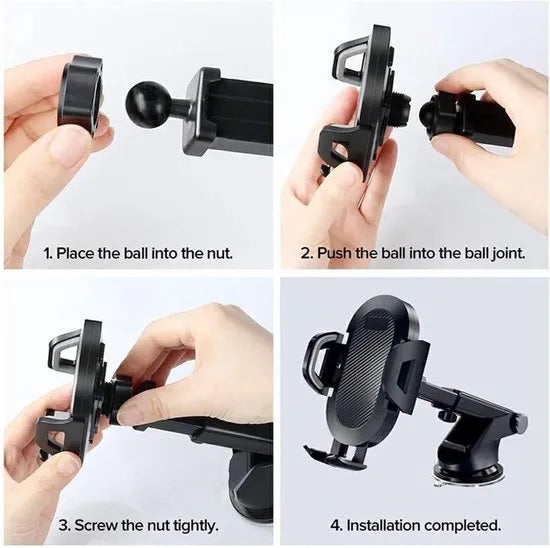 Telefoonhouder auto – Zuignap Dashboard/Raam – Klembevestiging – 360° Draaibaar – Zwart-Ilumina Benelux