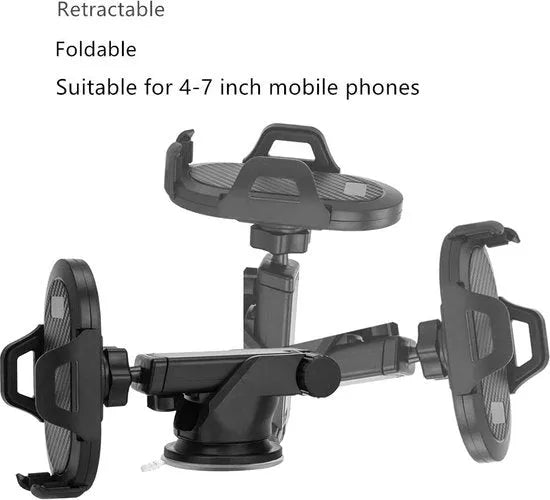 Telefoonhouder auto – Zuignap Dashboard/Raam – Klembevestiging – 360° Draaibaar – Zwart-Ilumina Benelux