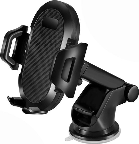 Telefoonhouder auto – Zuignap Dashboard/Raam – Klembevestiging – 360° Draaibaar – Zwart