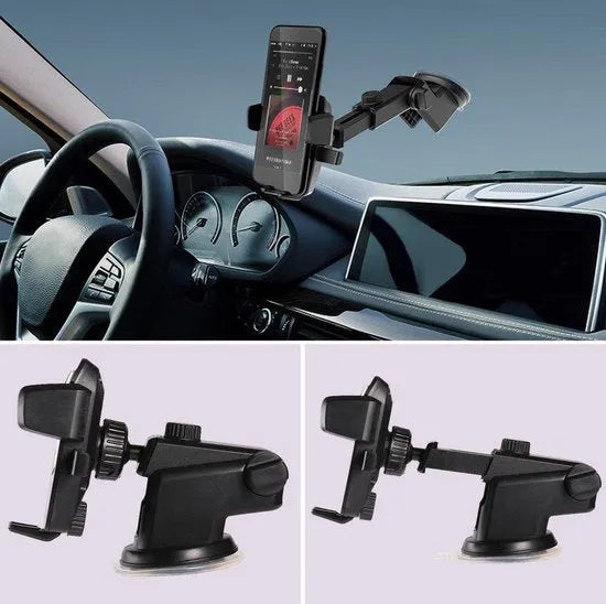 Telefoonhouder auto – Zuignap montage – Raam & Dashboard & Bureau – 360° draaibaar – Zwart – LB-525-Ilumina Benelux