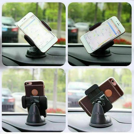 Telefoonhouder auto – Zuignap Voorruit & Dashboard – 360° Draaibaar – Universeel – Zwart-Ilumina Benelux