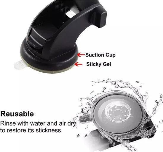 Telefoonhouder auto – Zuignap voorruit & dashboard – Stevig – Universeel – Zwart-Ilumina Benelux