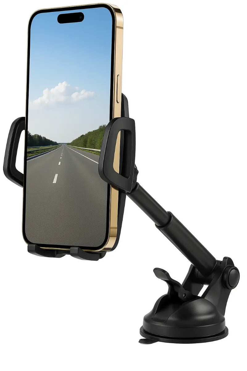 Telefoonhouder auto – Zuignap Voorruit/Dashboard/Bureau – 360° draaibaar – Voor smartphones 4-6,9 inch – Zwart-Ilumina Benelux