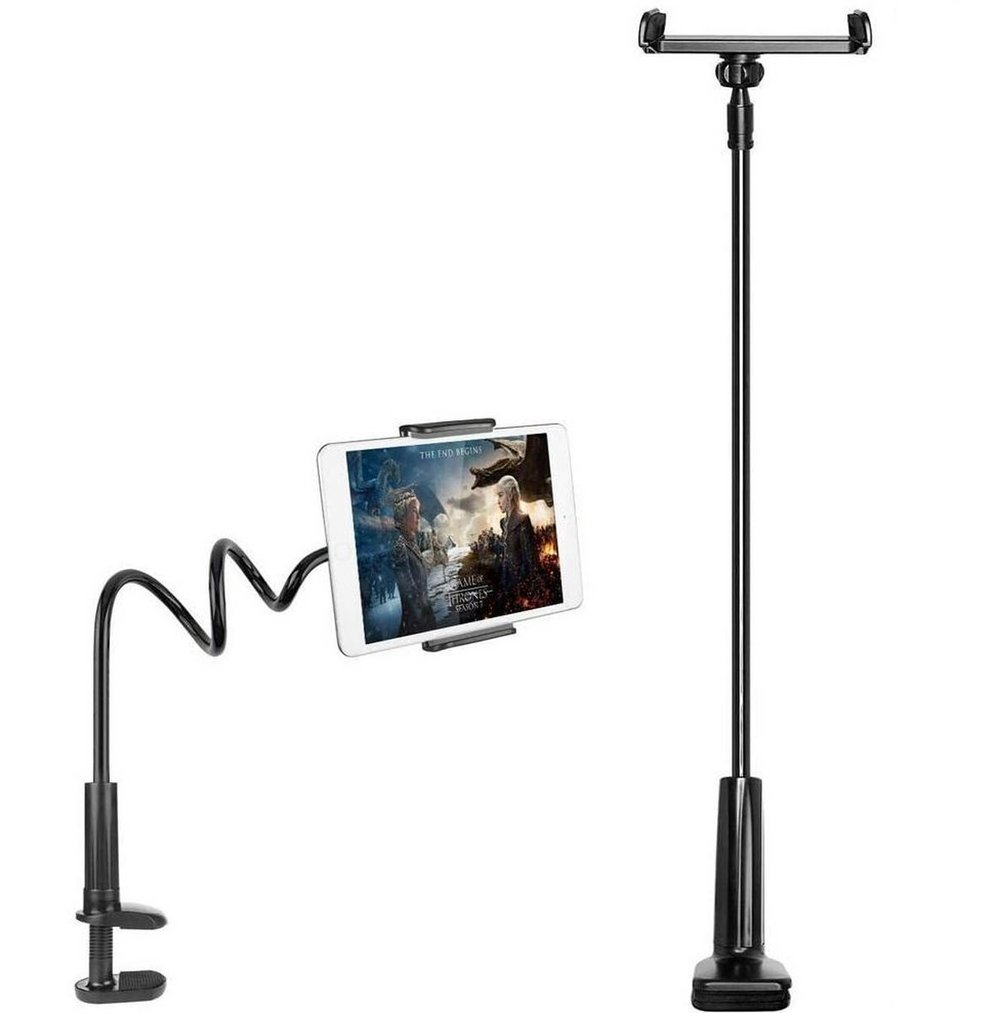 Telefoonhouder bed – Zwanenhals Tablethouder – 95cm Flexibele Arm – 360° Verstelbare Klem – Zwart-Ilumina Benelux