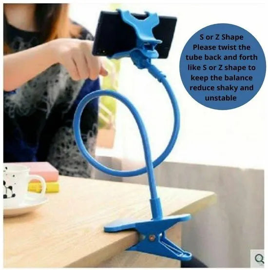 Telefoonhouder bed/bureau – Flexibele zwanenhals arm – Klem clip – 360° verstelbaar – Zwart-Ilumina Benelux