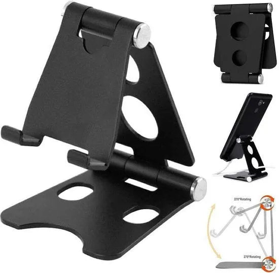 Telefoonhouder bureau – Aluminium telefoonstandaard – Ook voor tablet – Anti-slip – Zwart-Ilumina Benelux