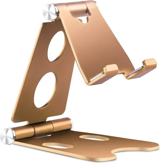 Telefoonhouder bureau – Aluminium telefoonstandaard – Voor telefoon & tablet – Anti-slip – Goud-Ilumina Benelux