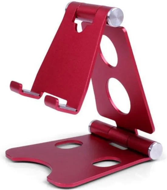 Telefoonhouder bureau – Aluminium telefoonstandaard – Voor telefoon & tablet – Antislip – Rood-Ilumina Benelux