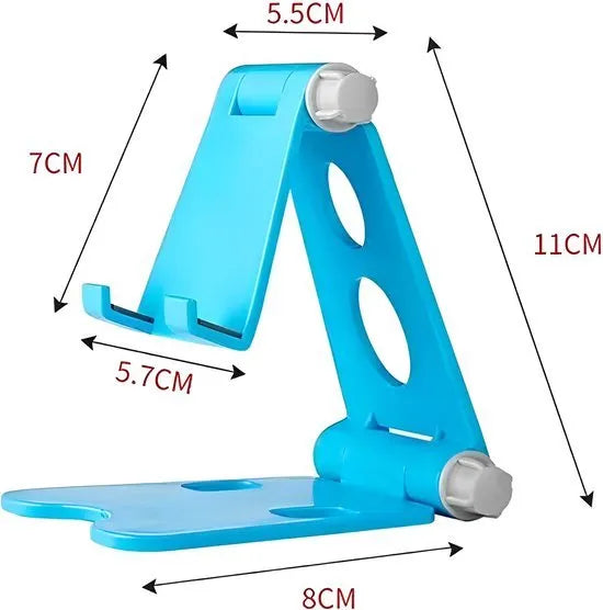 Telefoonhouder bureau – Opvouwbaar & verstelbaar – Voor smartphone en tablet – Kabelmanagement – Blauw-Ilumina Benelux