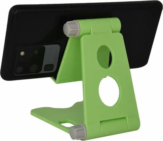 Telefoonhouder bureau – Opvouwbaar & Verstelbaar – Voor Smartphone & Tablet – Kabelmanagement – Groen-Ilumina Benelux