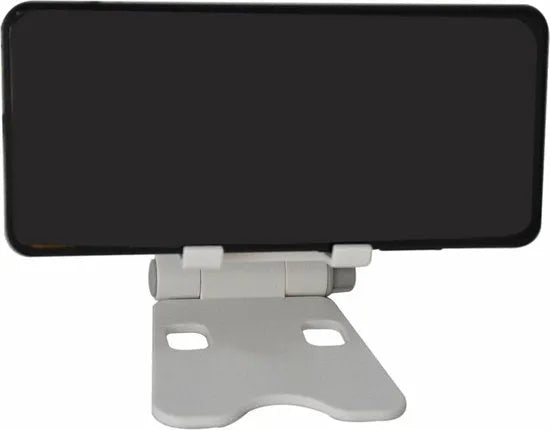 Telefoonhouder bureau – Opvouwbaar & Verstelbaar – Voor Smartphone & Tablet – Kabelmanagement – Wit-Ilumina Benelux