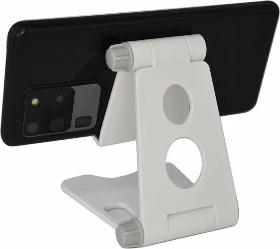 Telefoonhouder bureau – Opvouwbaar & Verstelbaar – Voor Smartphone & Tablet – Kabelmanagement – Wit-Ilumina Benelux