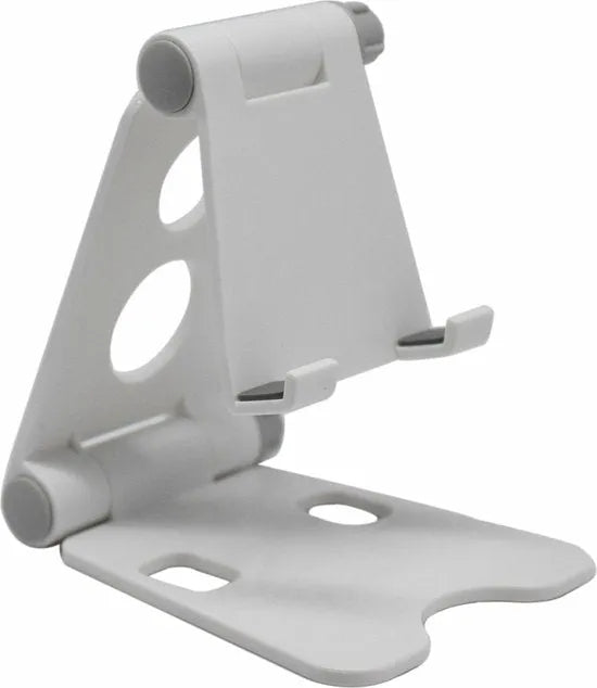 Telefoonhouder bureau – Opvouwbaar & Verstelbaar – Voor Smartphone & Tablet – Kabelmanagement – Wit-Ilumina Benelux