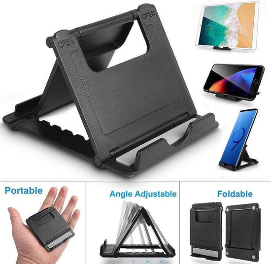 Telefoonhouder bureau – Verstelbaar & opvouwbaar – Universeel – Geschikt voor smartphone en iPad – Zwart-Ilumina Benelux