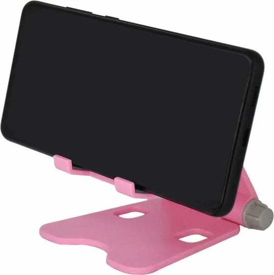 Telefoonhouder bureau – Verstelbaar & opvouwbaar – Voor smartphone & tablet – Kabelmanagement – Rood-Ilumina Benelux