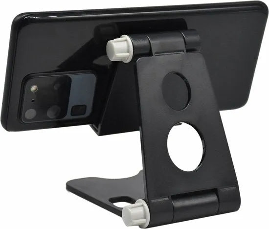 Telefoonhouder bureau – Verstelbaar & opvouwbaar – Voor smartphone & tablet – Kabelmanagement – Zwart-Ilumina Benelux