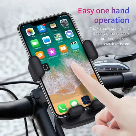 Telefoonhouder fiets – 360° draaibaar telefoon mount – Anti-slip schokbestendig – Universele navigatieclip – Zwart-Ilumina Benelux