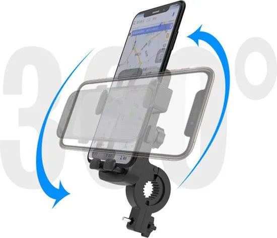 Telefoonhouder fiets – 360° draaibaar telefoon mount – Anti-slip schokbestendig – Universele navigatieclip – Zwart-Ilumina Benelux