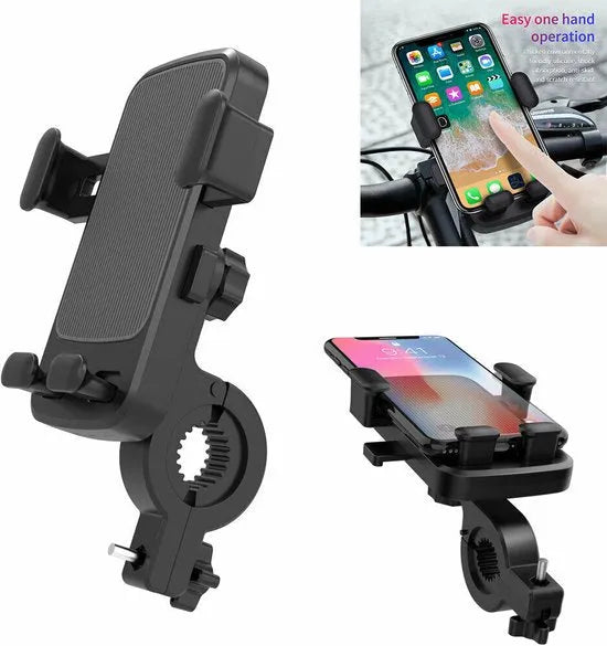 Telefoonhouder fiets – 360° draaibaar telefoon mount – Anti-slip schokbestendig – Universele navigatieclip – Zwart-Ilumina Benelux