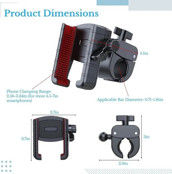 Telefoonhouder fiets – 360° draaibaar – Universeel 4,5-7 inch – Verstelbare klem – Zwart-Ilumina Benelux