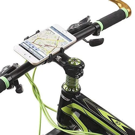 Telefoonhouder fiets – Aluminium stuur- en spiegelmontage – Voor fiets motor scooter brommer – Stevig klem – Zwart-Ilumina Benelux