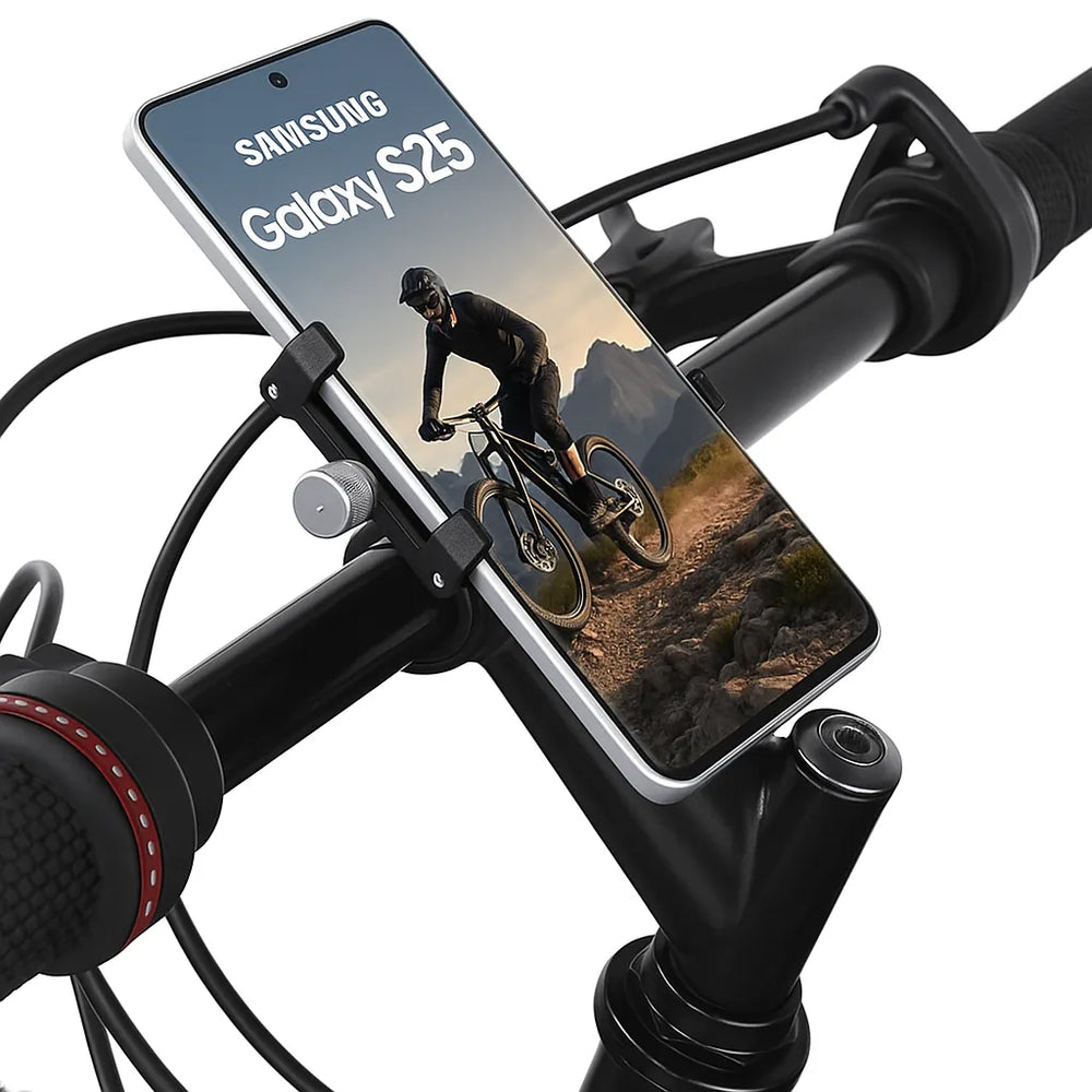 Telefoonhouder fiets – Aluminium stuur- en spiegelmontage – Voor fiets motor scooter brommer – Stevig klem – Zwart-Ilumina Benelux