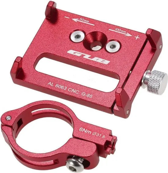 Telefoonhouder fiets – Aluminium stuurhouder – Voor motor, fiets & scooter – Trillingsbestendig – Rood-Ilumina Benelux