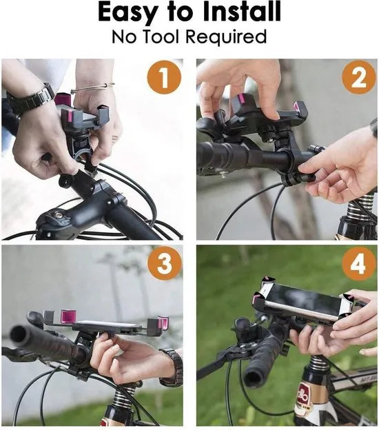 Telefoonhouder fiets – Anti-schok – 360° draaibaar & verstelbaar – Universeel voor e-bike, step, fatbike, scooter – Zwart-Ilumina Benelux