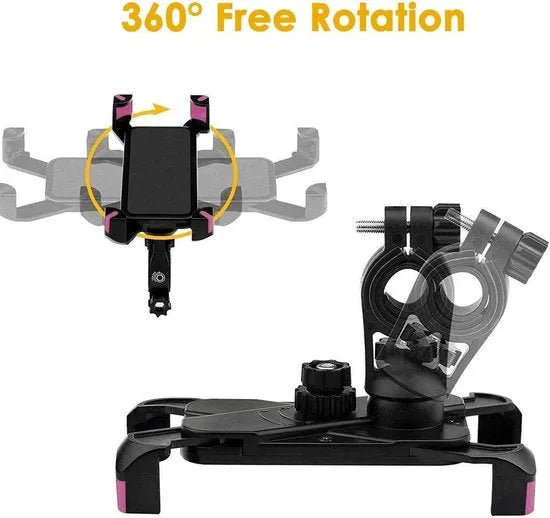 Telefoonhouder fiets – Anti-schok – 360° draaibaar & verstelbaar – Universeel voor e-bike, step, fatbike, scooter – Zwart-Ilumina Benelux