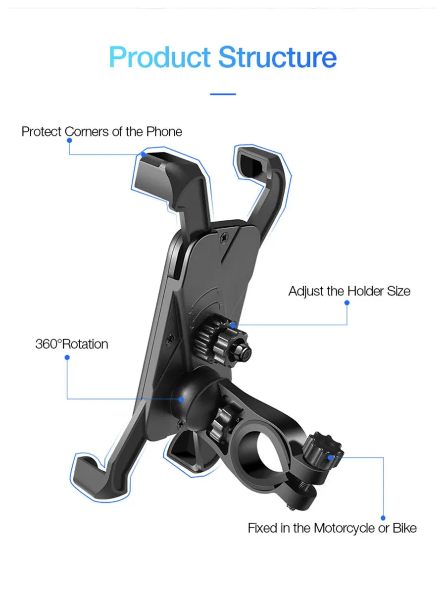 Telefoonhouder fiets – Anti-schok – 360° draaibaar & verstelbaar – Universeel voor e-bike, step, fatbike, scooter – Zwart-Ilumina Benelux