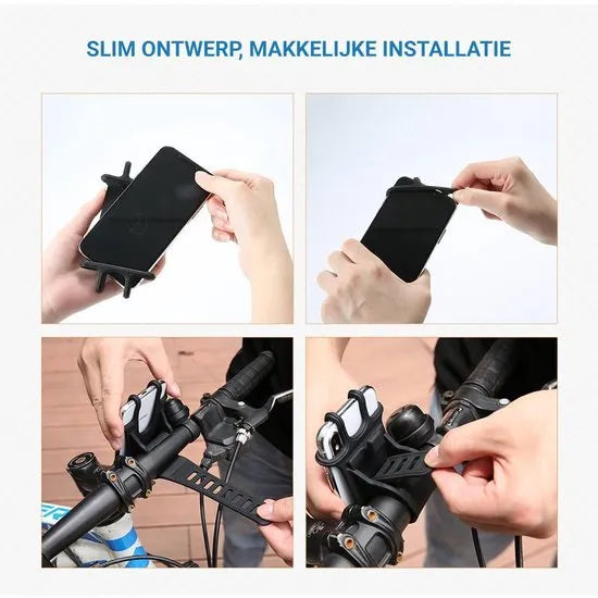 Telefoonhouder fiets – Extra stevig stuurhouder – 360° draaibaar – Universeel voor smartphone – Zwart-Ilumina Benelux