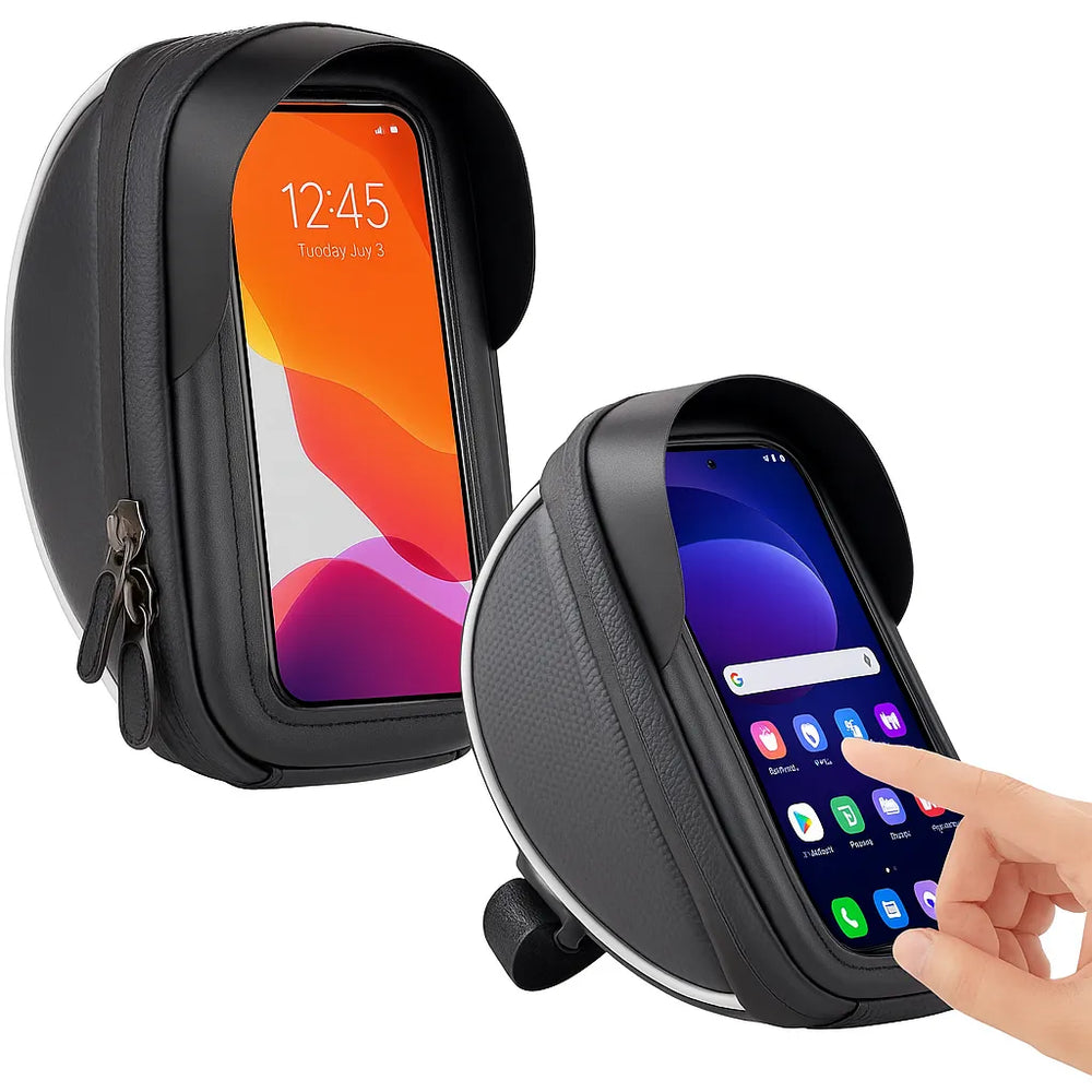 Telefoonhouder fiets – Frame tas met touchscreen venster – Waterbestendig – Ook voor scooter & motor – Zwart-Ilumina Benelux