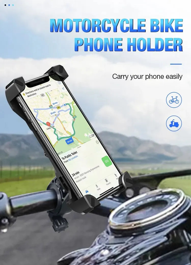 Telefoonhouder fiets & motor – Universeel – Stevige stuurhouder – 360° draaibaar – Zwart-Ilumina Benelux