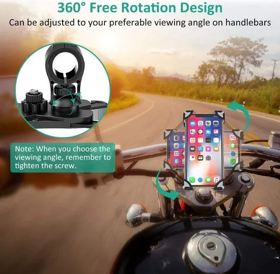 Telefoonhouder fiets – Motorfiets stuurhouder – 360° draaibaar – Universeel tot 7 inch – Zwart-Ilumina Benelux
