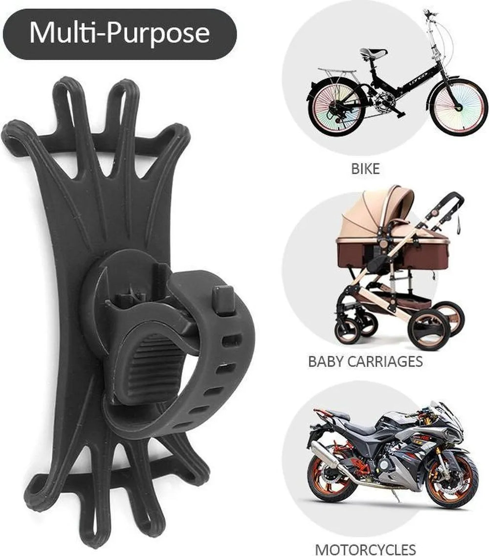 Telefoonhouder fiets – Siliconen stuurhouder – 360° draaibaar – Universeel 4-6,5 inch smartphone – Zwart-Ilumina Benelux