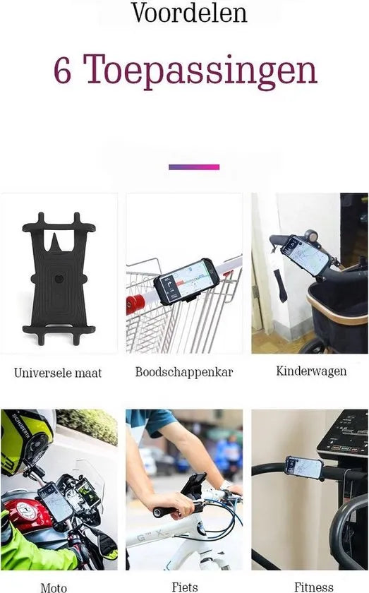 Telefoonhouder fiets – Siliconen stuurhouder – 360° klem – Voor 4-6.5 inch smartphones – Zwart-Ilumina Benelux