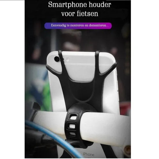 Telefoonhouder fiets – Siliconen stuurhouder – 360° klem – Voor 4-6.5 inch smartphones – Zwart-Ilumina Benelux