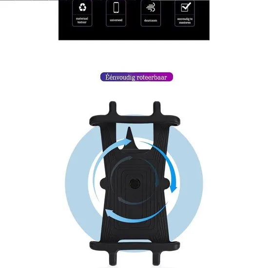 Telefoonhouder fiets – Siliconen stuurhouder – 360° klem – Voor 4-6.5 inch smartphones – Zwart-Ilumina Benelux