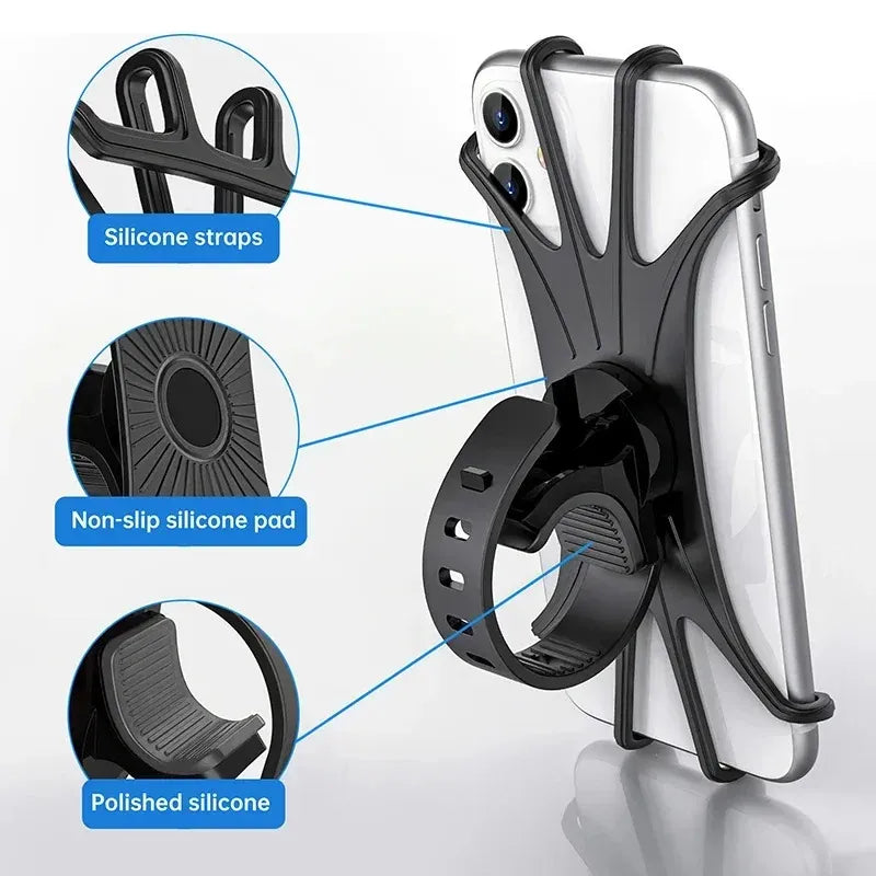 Telefoonhouder fiets – Siliconen stuurhouder – Flexibele verstelbare band – 3-6.5 inch universeel – Zwart-Ilumina Benelux