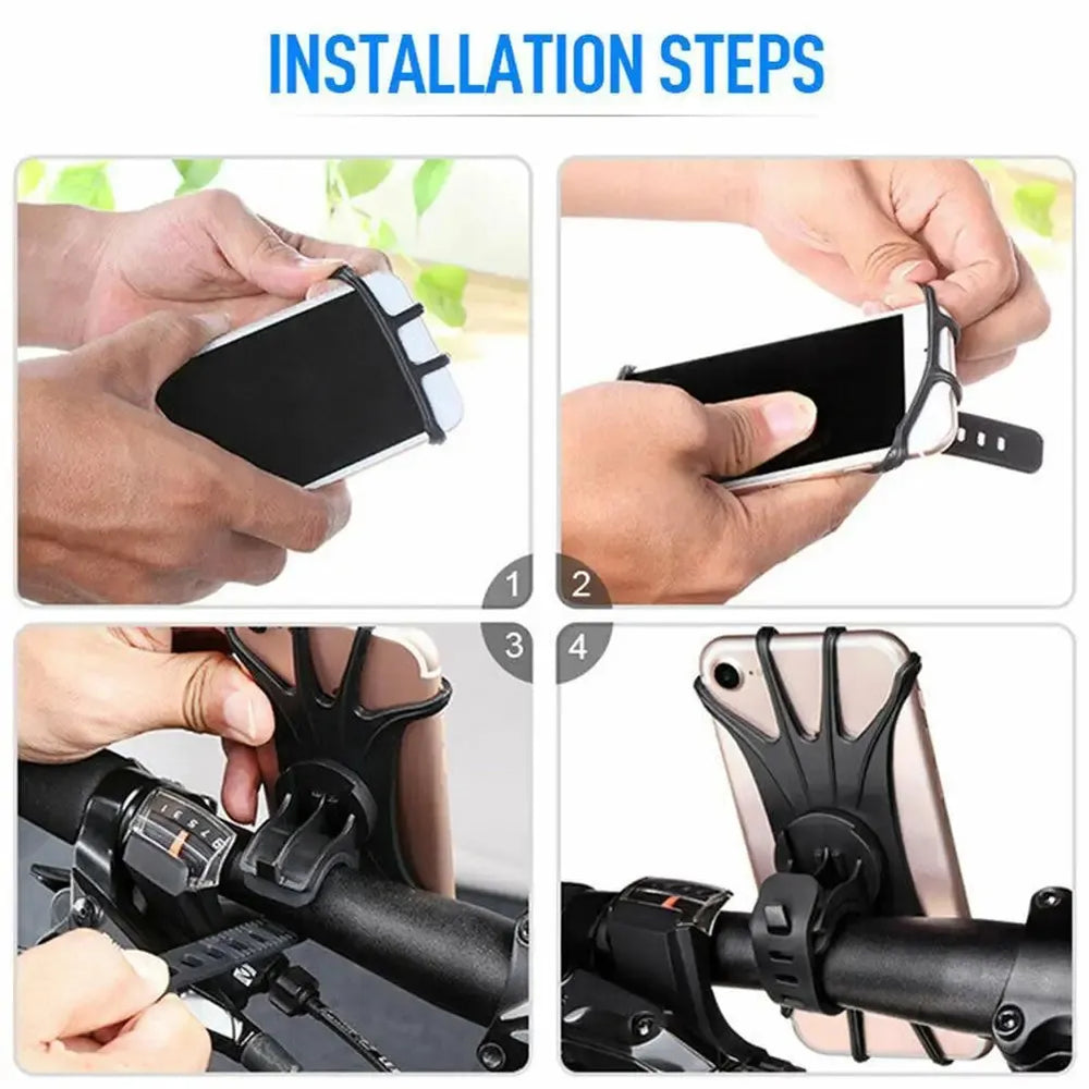 Telefoonhouder fiets – Siliconen stuurhouder motorfiets – Geschikt voor 4-6.5 inch smartphone – Anti slip – Zwart-Ilumina Benelux