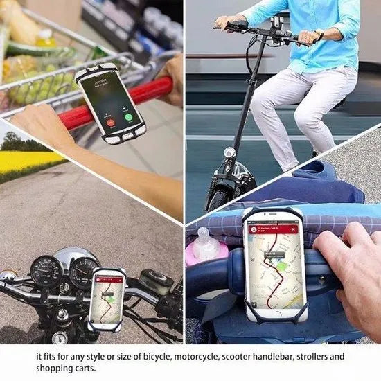 Telefoonhouder fiets – Siliconen stuurhouder motorfiets – Geschikt voor 4-6.5 inch smartphone – Anti slip – Zwart-Ilumina Benelux