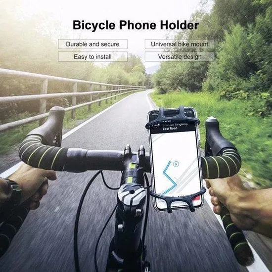 Telefoonhouder fiets – Siliconen stuurhouder motorfiets – Geschikt voor 4-6.5 inch smartphone – Anti slip – Zwart-Ilumina Benelux