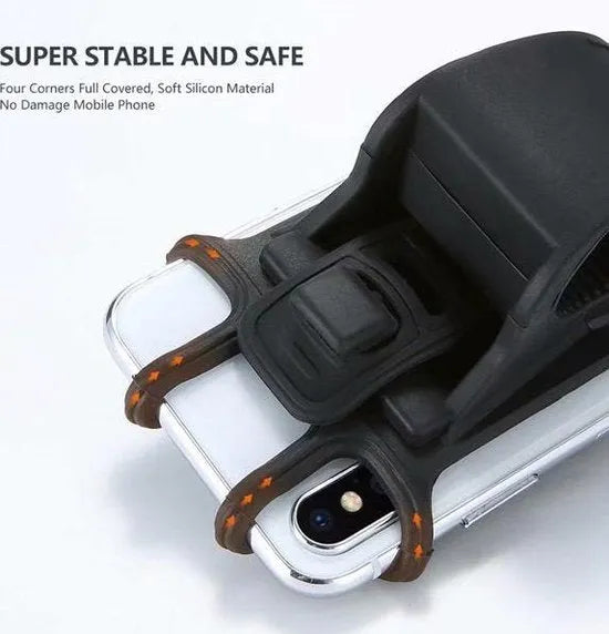 Telefoonhouder fiets – Siliconen stuurhouder motorfiets – Geschikt voor 4-6.5 inch smartphone – Anti slip – Zwart-Ilumina Benelux
